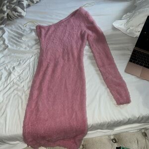 Off the shoulder fuzzy dress